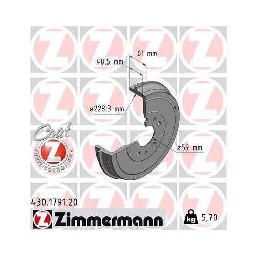 2x Bremstrommel hinten 269 mm Coat Z Fiat Doblo ZIMMERMANN 430.1791.20