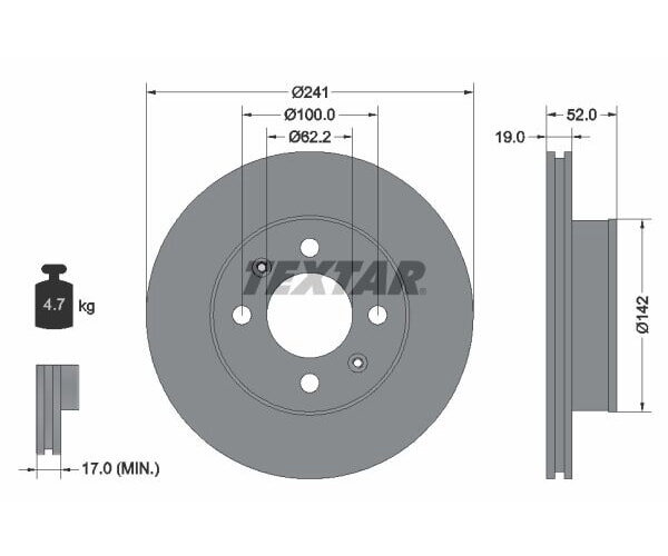 2x TEXTAR Bremsscheibe Vorderachse 241mm
