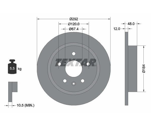 2x TEXTAR Bremsscheibe PRO Ø292mm hinten für Chevrolet Malibu Opel Insignia Saab 9-5