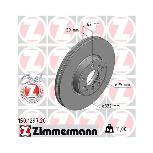 2x ZIMMERMANN Bremsscheibe COAT Z Vorderachse 332mm