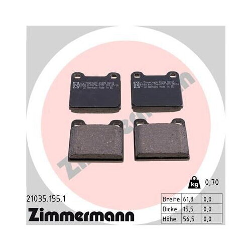 ZIMMERMANN Bremsbeläge HINTERACHSE für MERCEDES BENZ S KLASSE SL 8 123
