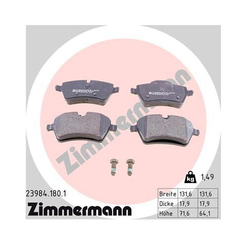 ZIMMERMANN Bremsbeläge VORDERACHSE für MINI