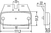 Seitenmarkierungsleuchte HELLA 2PS 345 600-071 LED 24 V gelb 500 mm Kabel IP6K9K