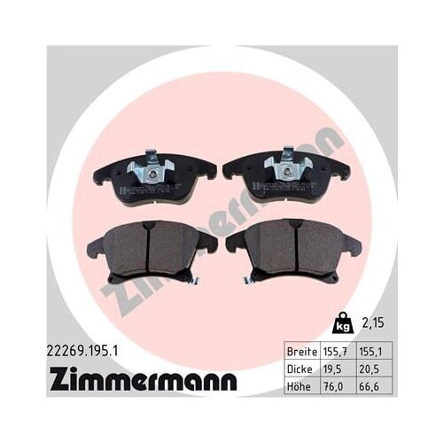 ZIMMERMANN Bremsbelagsatz für Ford Mondeo Mk5 S-Max Mk2 Glaxy Mk3 Bremse vorne