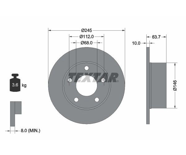 2x TEXTAR Bremsscheibe 245mm Hinterachse