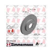 2x ZIMMERMANN Bremsscheibe Ø262mm VORNE für...