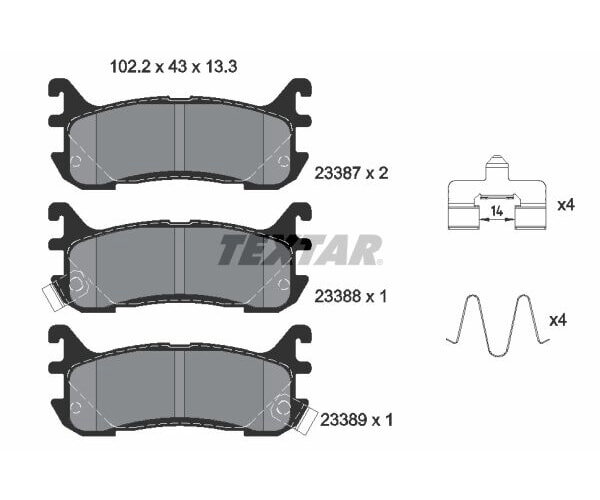 Bremsbelagsatz Bremsbeläge hinten für Mazda 323 MX-5 NA NB Textar