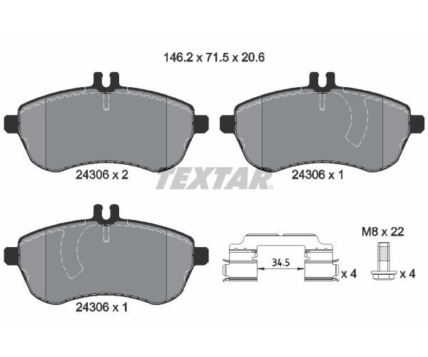 TEXTAR Bremsbelagsatz Scheibenbremse für Mercedes C E Klasse W204 W212 SLK R172