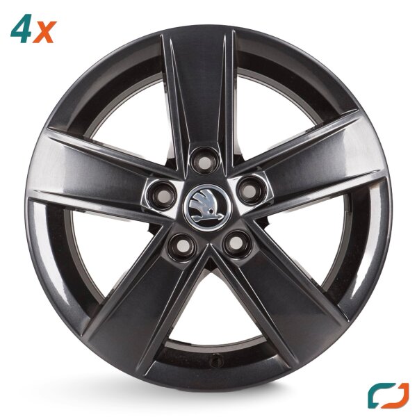 4x Original Skoda Octavia 3 Alufelgen Felgen 5E0601025CF 6x16 Zoll ET48