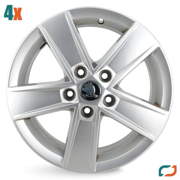 4x Original Skoda SuperB Octavia Yeti Alufelgen Felgen 5E0601025M 16 Zoll 6x16