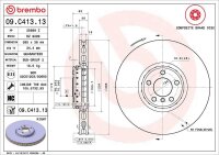 1x BREMBO Bremsscheibe Ø385mm für BMW X E70 F15 X6 E71 E72 F16 50i M50d vorne