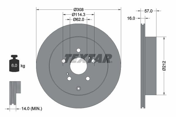 2x TEXTAR Bremsscheiben Ø308mm HINTERACHSE für GRAND VITARA JT + XL7
