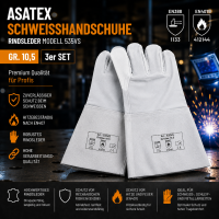 3x Schweißhandschuhe ASATEX Gr. 10,5 Rindsleder...