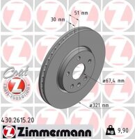 2x ZIMMERMANN Bremsscheibe Ø321mm VORNE für...