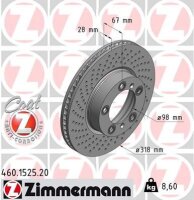 1x ZIMMERMANN Bremsscheibe Ø318mm VORNE für...