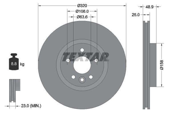 2x TEXTAR Bremsscheiben Ø320mm VORDERACHSE für FORD KUGA 2 Bj 2012-2019