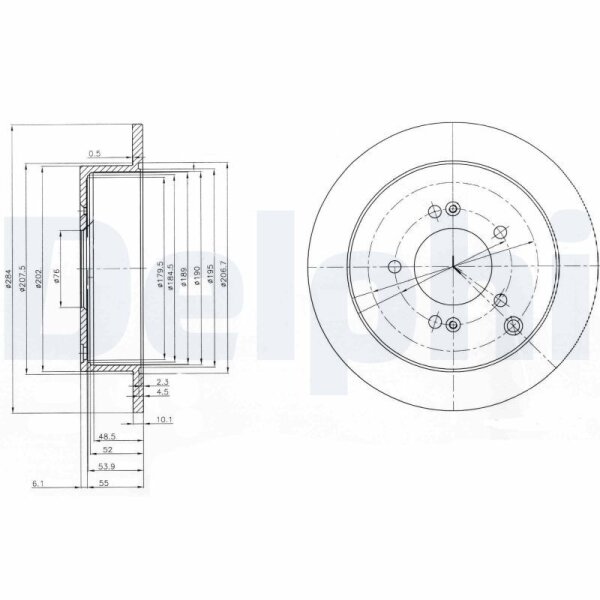 2x Delphi Bremsscheiben Ø284mm Hinterachse FÜR HYUNDAI HIGHWAY IX35 SANTA