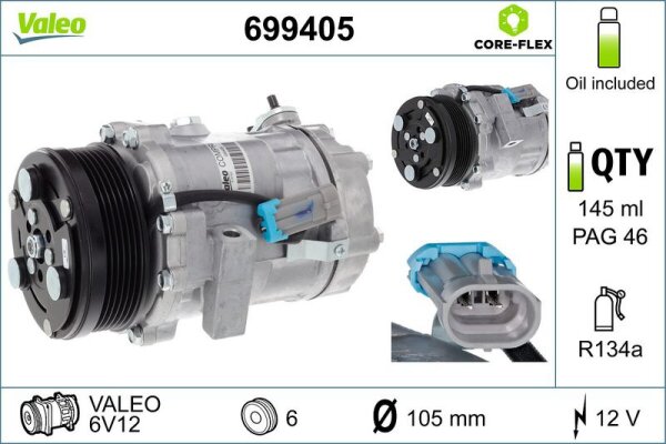 Klimakompressor Klimaanlage Opel Vauxhall Valeo R134a 6V12 699405
