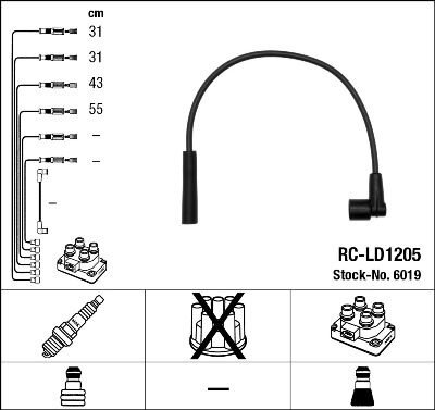 Zündleitungssatz Zündkabel für Lada Niva Nova NGK 6019 RC-LD1205 4-teilig