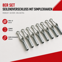 Seilendverschluss mit Simplexhaken 8er Set  8mm...
