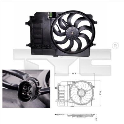 Kühlerlüfter Motorkühlung MINI TYC R50 R52 R53 400mm 260W 803-0001