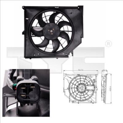 Kühlerlüfter Motorkühlung BMW TYC 3er E46 415mm 390W Steuergerät 803-0005
