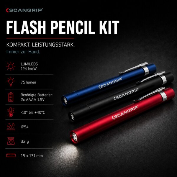 SCANGRIP Flash Pencil LED Stiftlampe 75 Lumen Inspektionsleuchte Taschenlampe