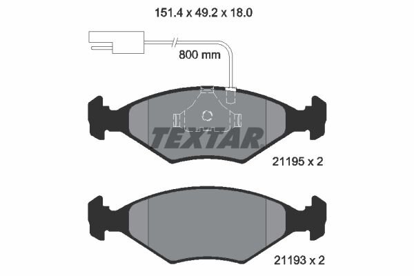 Bremsbelagsatz TEXTAR 2119501 vorne Fiat Uno Fiorino Teves WVA 21195 151,4mm