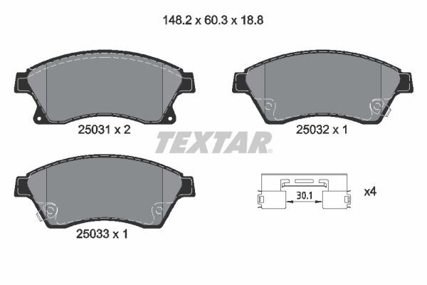 Bremsbelagsatz TEXTAR 2503101 vorne Opel Astra J Chevrolet Cruze Aveo WVA 25031