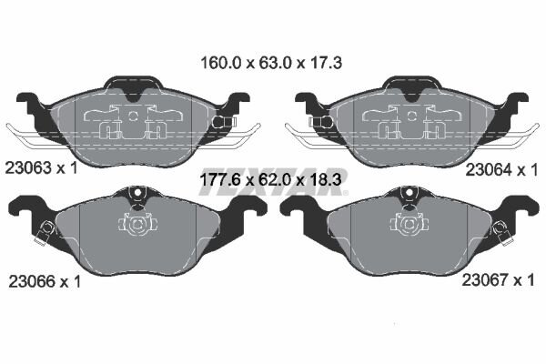 Bremsbelagsatz TEXTAR 2306302 vorne Opel Astra Zafira Chevrolet Teves WVA 23063
