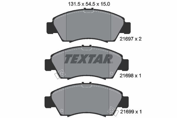 Bremsbelagsatz TEXTAR 2169701 vorne Honda Civic Jazz Logo City 15,8mm WVA 21697