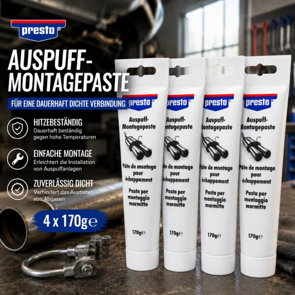 Auspuff Montagepaste Presto 4x170g Auspuffpaste Dichtmasse hitzebeständig