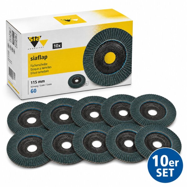 Fächerscheibe für Flex Winkelschleifer SIA Flap 115mm  max. 3300rpm 60er Körnung