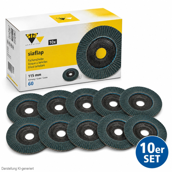 Fächerscheibe für Flex Winkelschleifer SIA Flap 115mm  max. 3300rpm 60er Körnung
