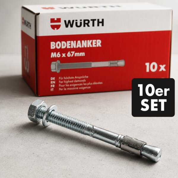 10x Würth Bodenanker M6x67 Schwerlastanker Stahl verzinkt ETA Würth 681958
