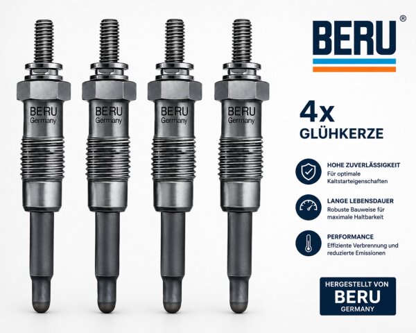 Glühkerze 4er Set BERU GV666 M12x1,5 für Ford
