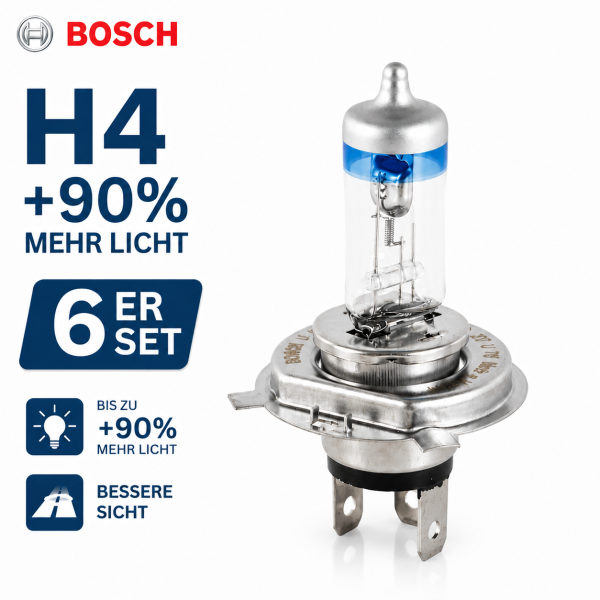 2x H4 +90% Halogen bulb Bosch 472 12V 60/55W New