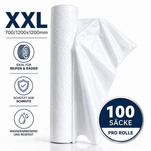 100x Reifensäcke XXL 700/1200x1200mm Weiß Reifentüten Reifentaschen bis 22 Zoll